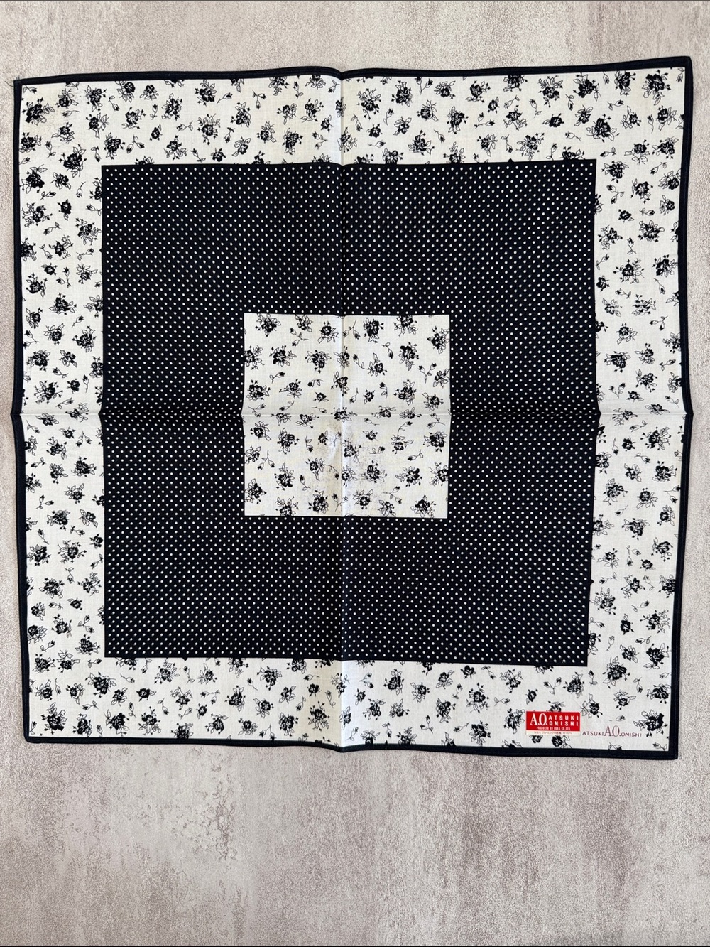 Black & White Floral Polka Dot Pocket Square